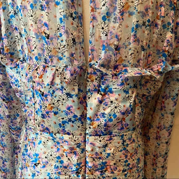 ASOS Design Floral Cupped Tie Neck Structured Ruched Mini - Picture 12 of 12